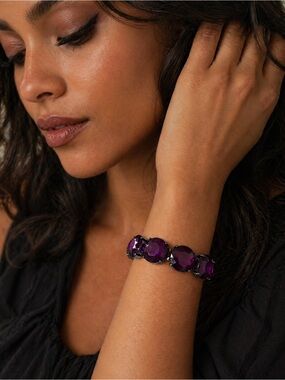 Purple Crystal Cuff Bracelet Gunmetal Hardware – The Limited